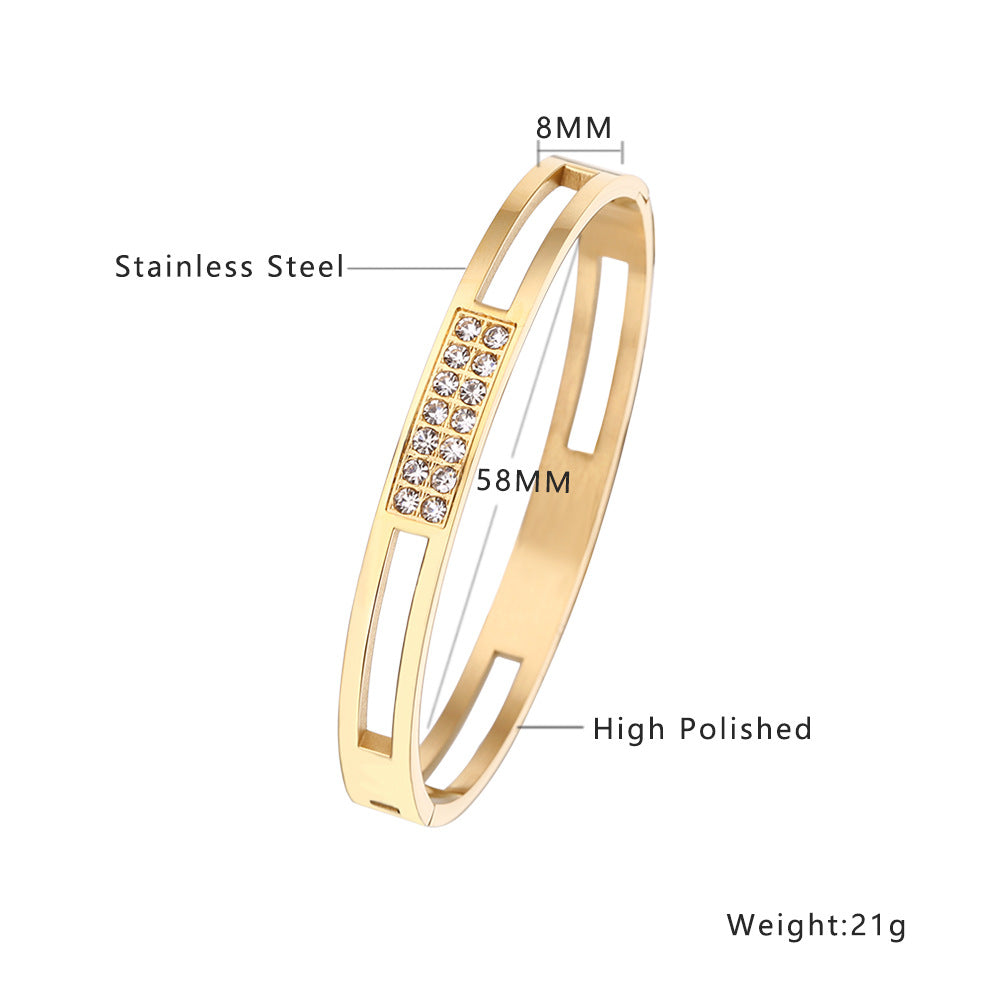Wholesale Titanium Steel 18k Gold Plated Diamond Bracelet